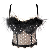 Gilet corset en plumes, taille courte, sangle respirante, modelant le corps, petite étoile enveloppée, poitrine fine