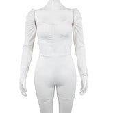 Combinaison fourreau amincissante taille haute à manches longues et coupe basse