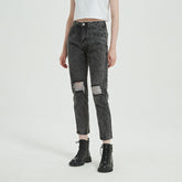 Lässiger Denim Lässige Straße Zerrissene Gerade Hose