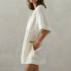 Chemise de nuit en coton de couleur unie, douce et agréable pour la peau, ample, confortable, cool, bandage, poche, vêtements d'intérieur