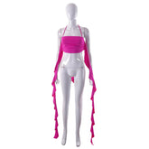 Neckholder-Oberteil mit schulterfreiem Schnitt, einfarbig, unregelmäßig, asymmetrisch