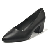 Women's High Chunky Pointed Black Wide Feet Heels