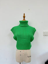 Fall High Neck Slim Fit Short Sleeveless Threaded Vest Knitwear