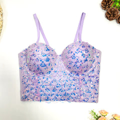 Haut tube élégant à perles brodées et sequins, corset à armatures, style déesse des boîtes de nuit