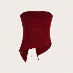 Tanktop mit unregelmäßigem, asymmetrischem und geschlitztem Kordelzug und Waffelmuster in Slim Fit