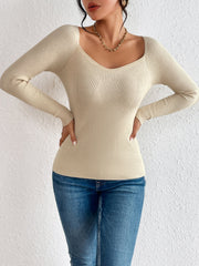 Advanced Simple Solid Color Big Neckline Pullover Knitted Sweater