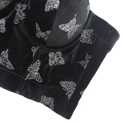 Französisches Samt-Camisole mit Schmetterlingsdruck, Nischen-Tanktop, allseitig passender Oberbekleidungs-BH