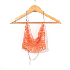 Nightclub Metal Vest Camisole Party Electronic Music Festival Backless Cropped Top