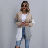 Cardigan long et ample en maille à coutures colorées