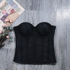 Court Outer Wear Inner Wear Slim Fit Hollow Out Cutout Chest Wrap Boning Corset Boning Corset Bra Top Mesh Camisole Vest