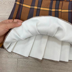 Plaid Woolen Skirt Thickening Zipper Skirt Plaid Retro A line Pleated Skirt