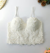 Soutien-gorge corset à bretelles brodées en dentelle, couleur unie, haut tube original de niche