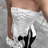 Soutien-gorge blanc à bretelles zippées et gilet dos nu coupe slim