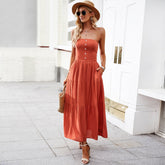 Tube-Top-Kleid, einfarbig, lässiges Maxikleid