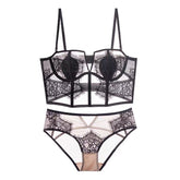 Corset en dentelle à cils français, dos fin, anneau en acier doux, désossage, corset, gilet de mise en forme du corps, ensemble soutien-gorge