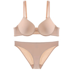 Simple Basic Underwear Soft Underwire Push up Small Breast Size Exaggerating Bra Criss Cross Backless Bra Panties Set