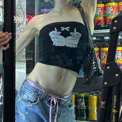 Gilet imprimé lapin mignon de rue, haut tube basique assorti, petit vêtement intérieur