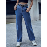 Gerade Jeans mit hoher Taille und Reißverschluss