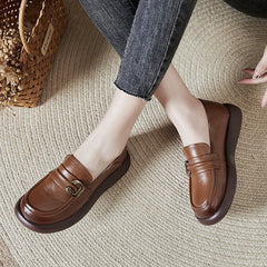Women's Genuine Spring Flat Pumps Round Toe
