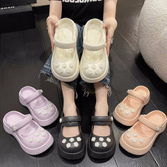 Women's Black Mary Jane For Summer Platform