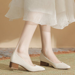 Women's Pad Square Toe High Commuter Office Heels