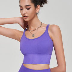 Soutien-gorge de sport tricoté sans coutures, bretelles spaghetti, beauté du dos, fitness, course à pied, peut être porté à l'extérieur, sous-vêtements de sport antichoc