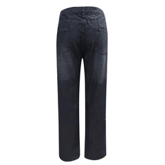 Ripped Slim Solid Color Denim Trousers