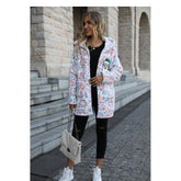Kapuzenjacke mit langen Ärmeln und Schneeflocken-Plüsch, weihnachtliche Freizeitjacke