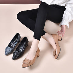 Women's Toe Shallow Mouth Mid Soft Bottom Chunky