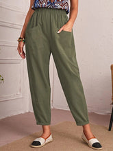 Four Seasons Kurze Hose aus Baumwollleinen, elastischer Bund, Freizeithose, schmale Hose mit diagonalen Taschen