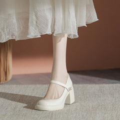 Escarpins épais pour femmes, talons style fée à bouche peu profonde, début de printemps