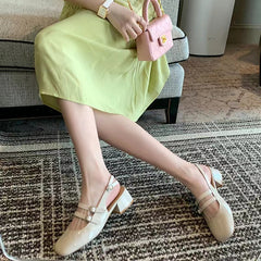 Chaussures basses à double boucle pour femme, dos vide et fermé