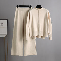 Knitted Two Piece Sweater Loose Casual Wide Leg Pants Set Online