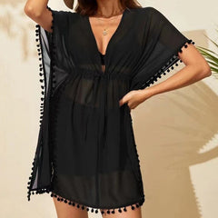 Chiffon Spitze Lose Strand Sonnenschutz Hemd Ausschnitt Meer Bademode Bluse