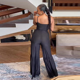Pantalon évasé extensible de couleur unie coupe slim deux pièces