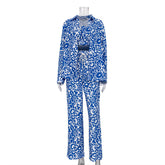 Early Long Sleeved Shirt Tube Top High Waist Trousers sets Printing Wear