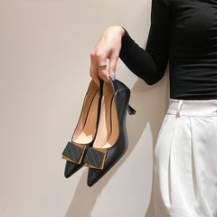 Women's Stiletto Autumn Korean Square Buckle Soft