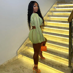 Casual Hollow Out Cutout round Neck Top Slim Skirt Set