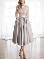 Maxi Dress Embroidered Wide Hem Long Sleeve Dress