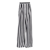 Black White Striped Wide Leg Pants Casual Slimming High Waist Loose Drooping Mop Trousers
