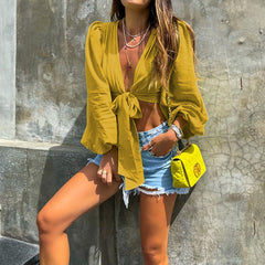 Langärmliges, kurzes Tube-Top