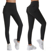 Yoga Pants High Waist Non Woven Fitness Pants Double Pockets Quick Drying Skinny Workout Pants