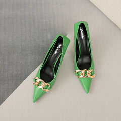 Women's Pumps Metal Chain Stiletto Pointed Toe