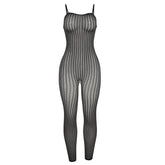 Cutout Sheath Skinny Mesh High Waist Casual One Piece Trousers