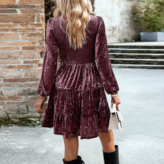 Robe en velours élégante à col rond