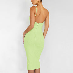 Mesh Shoulder Hollow Out Cutout Boning Corset Backless Hip Dress