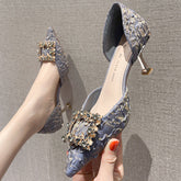 Chaussures basses creuses à strass pour femme, style été