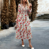 Printed Dress Elegant V neck Dress