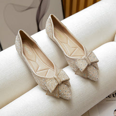 Women's Pumps Summer Flat Bowknot Rhinestone Low-cut
