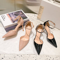 Escarpins à talons aiguilles et bout pointu pour femme, fermés et creux